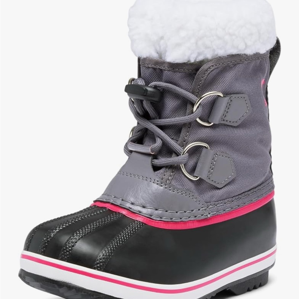 Size 3 Youth Sorel Kids Snow Boots - Black, Gray, Pink